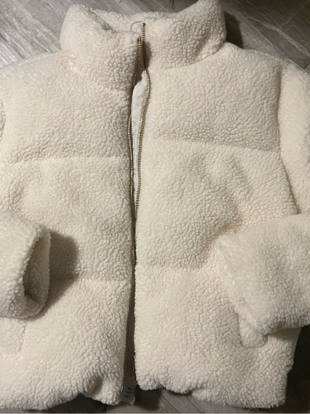 GAP Cream Sherpa Puffer Jacket sz 12 (XL) girls NWT